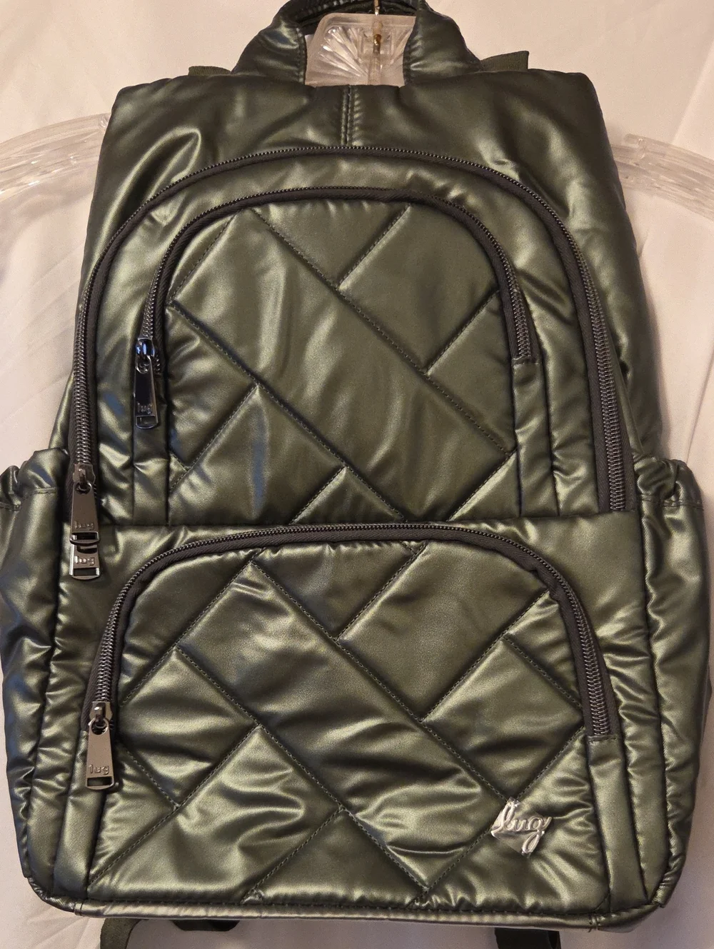 Lug Metallic Olive Green Hatchback Backpack